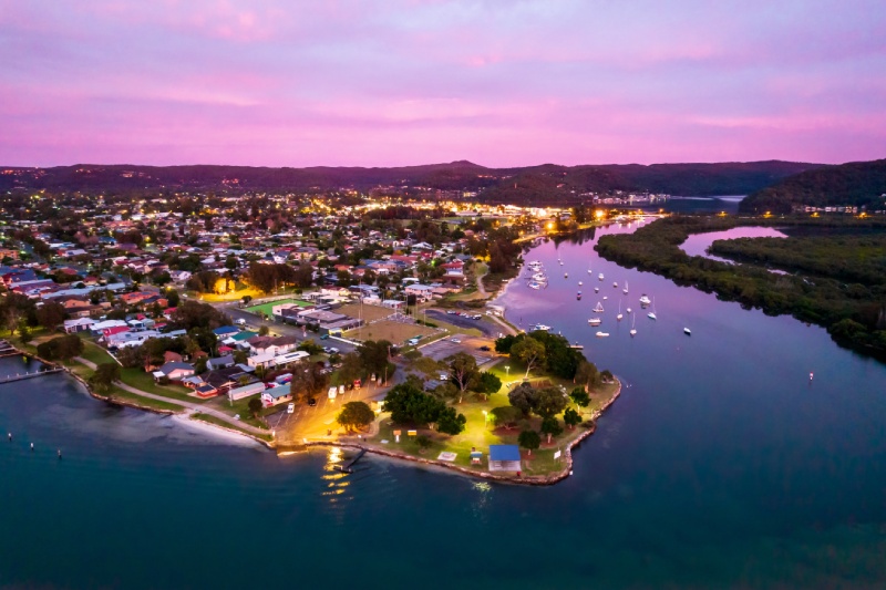 aerial view of woy woy on the central coast
